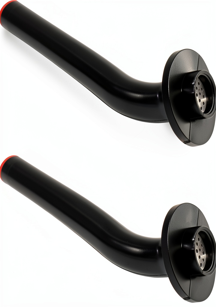 Showingo gas can spout in black rubber