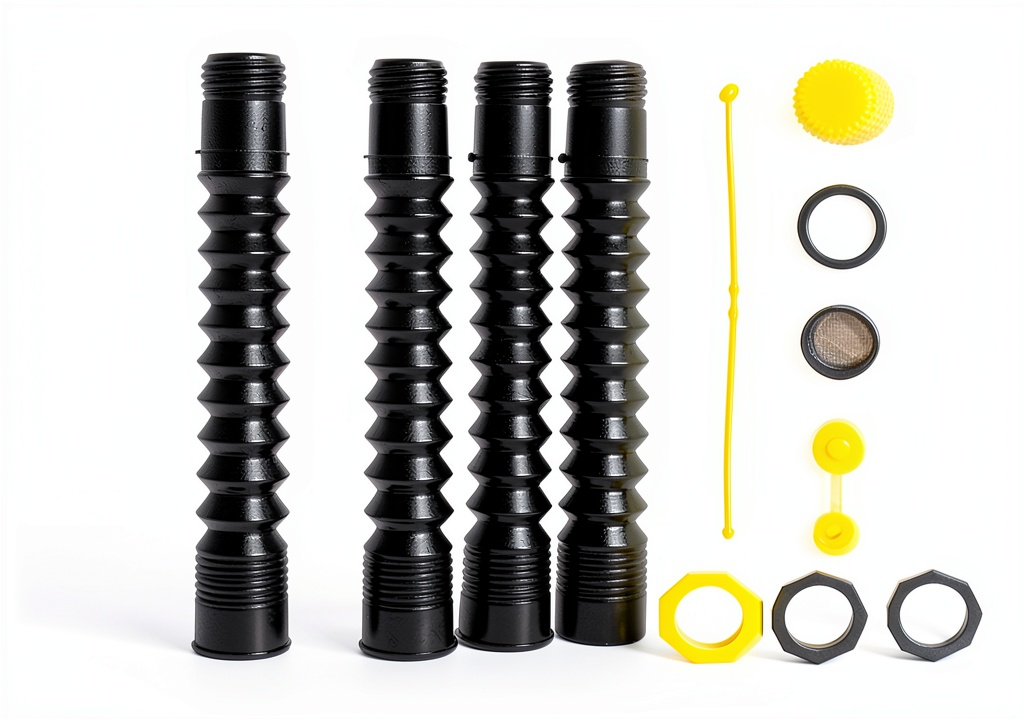 EZ POUR HI FLO Spout Kit components laid out on a workbench