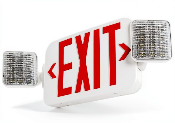 LFI Lights Combo UL 924 Exit Sign White Self-Test Battery Backup-0