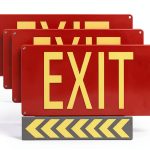 Photoluminescent Exit Sign Cefrashi Pack of 4 Adhesive & Arrows – Red-0
