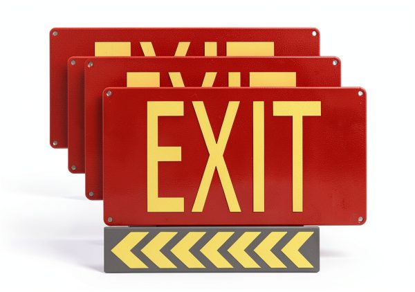 Photoluminescent Exit Sign Cefrashi Pack of 4 Adhesive & Arrows – Red-0