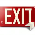 Photoluminescent Exit Sign Red Aluminum UL 924 NightBright ULR-050-HH-0