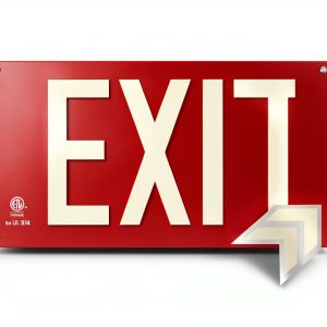 Photoluminescent Exit Sign Red Aluminum UL 924 NightBright ULR-050-HH-0