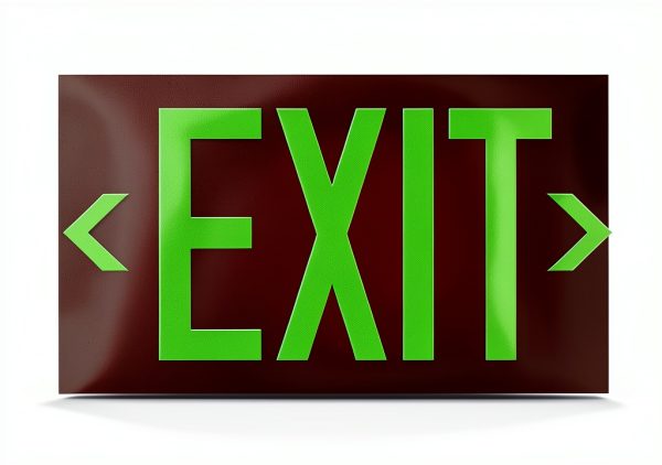 Photoluminescent Exit Sign Red Aluminum UL 924 NightBright ULR-050-HH-1