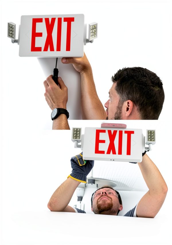 Sunco 12 Pack Exit Signs With Emergency Lights, Two Adjustable LED Lights With Backup Battery, Red, 94V-0 Fire Resistant, 120-277V, Wall Or Ceiling Mount, Commercial Grade UL.-5