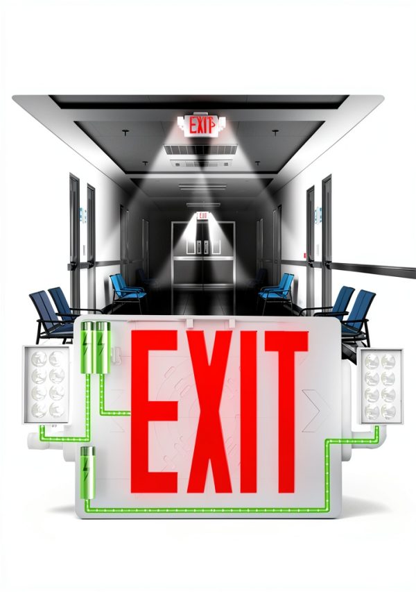 Sunco 12 Pack Exit Signs With Emergency Lights, Two Adjustable LED Lights With Backup Battery, Red, 94V-0 Fire Resistant, 120-277V, Wall Or Ceiling Mount, Commercial Grade UL.-3