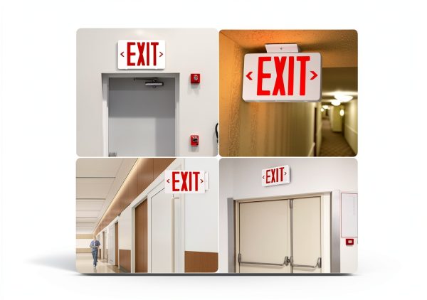 Red Corded Exit Sign TANLUX Face UL Battery 120/277V-5