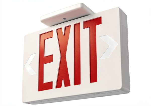 LFI Lights Standard Exit Sign UL 924 Red LED White 120/277V Hardwired-1