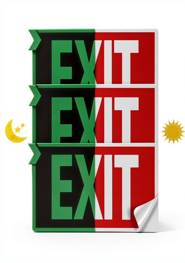 EXIT Signs Glow In Dark 3 Pack 12x7 Red White Vinyl by SMASMILE-0